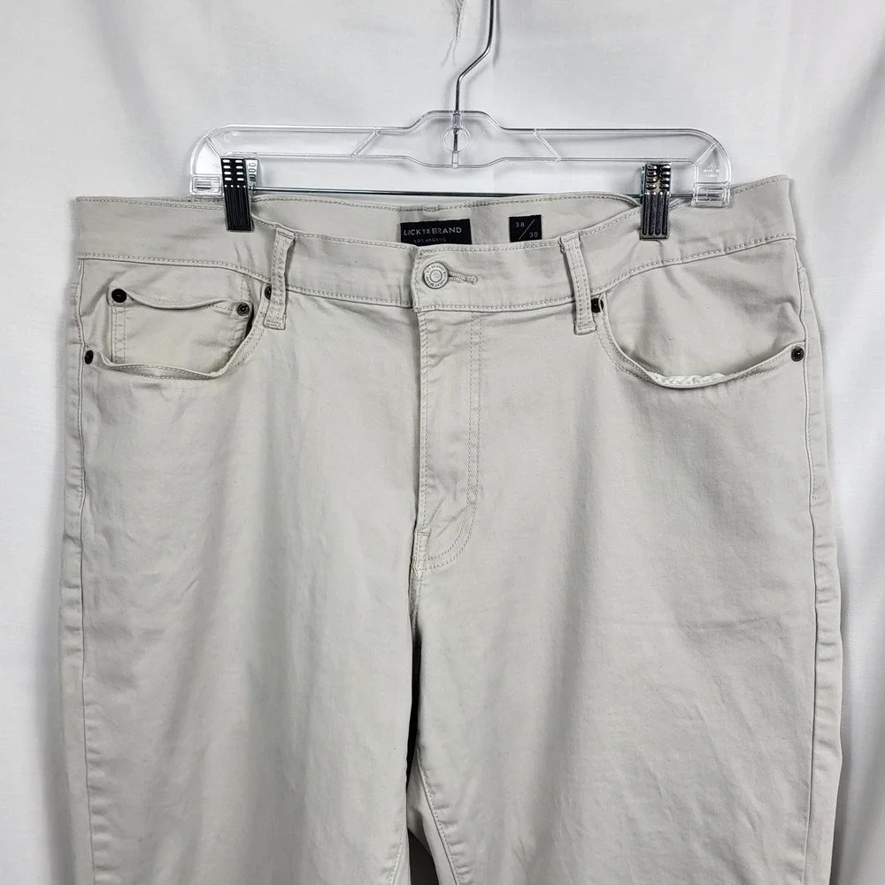 Lucky Brand Mens 38x30 Beige Straight Leg Jeans Stretch 5 Pocket Casual Pants